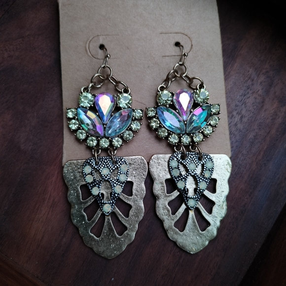 Brass Irridescent Boho Earrings - Picture 10 of 15